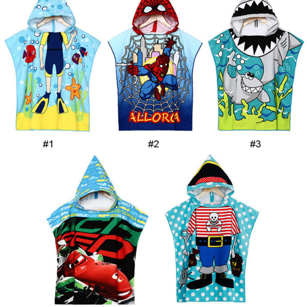 Superfine fiber Children's Hooded Bath Towel Mantle Bath Towel Spider Man Cartoon Printed Cloak Beach Towels for Kids